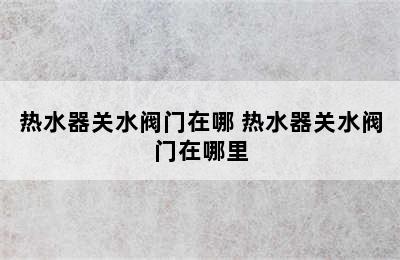 热水器关水阀门在哪 热水器关水阀门在哪里